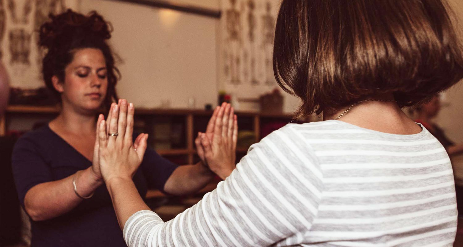 Women at an active birth yoga class